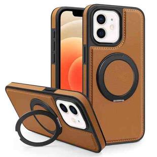For iPhone 12 Yashi 360 Degree Rotating MagSafe Bracket Phone Case(Brown)