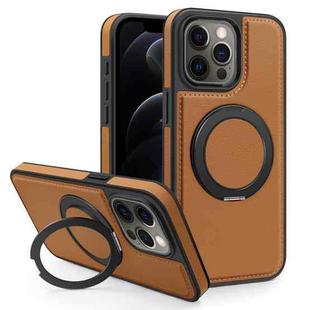 For iPhone 12 Pro Yashi 360 Degree Rotating MagSafe Bracket Phone Case(Brown)