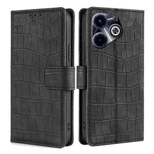 For Infinix Hot 40i Skin Feel Crocodile Magnetic Clasp Leather Phone Case(Black)