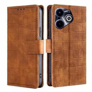 For Infinix Hot 40i Skin Feel Crocodile Magnetic Clasp Leather Phone Case(Brown)