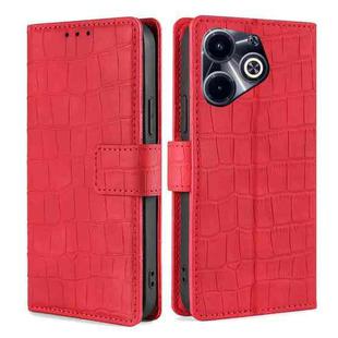 For Infinix Hot 40i Skin Feel Crocodile Magnetic Clasp Leather Phone Case(Red)