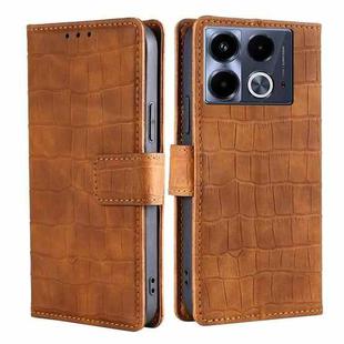 For Infinix Note 40 4G Skin Feel Crocodile Magnetic Clasp Leather Phone Case(Brown)