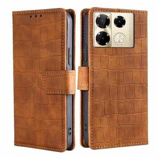 For Infinix Note 40 Pro 4G Skin Feel Crocodile Magnetic Clasp Leather Phone Case(Brown)