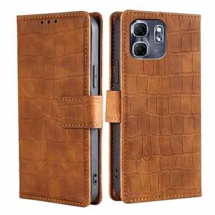 For Infinix Hot 50i 4G Skin Feel Crocodile Magnetic Clasp Leather Phone Case(Brown)