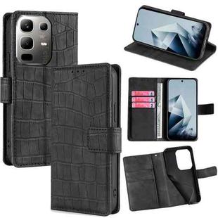 For Infinix Note 50x 5G Skin Feel Crocodile Magnetic Clasp Leather Phone Case(Black)