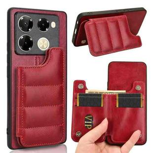 For Infinix Note 40 Pro 4G Cow Pattern Sewing Card Bag Phone Case(Red)