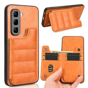 For Infinix Hot 50 Pro 4G Cow Pattern Sewing Card Bag Phone Case(Orange)