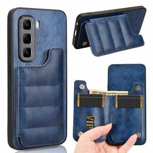 For Infinix Hot 50 Pro 4G Cow Pattern Sewing Card Bag Phone Case(Blue)