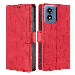 For Motorola Moto G Play 4G 2024 Skin Feel Crocodile Magnetic Clasp Leather Phone Case(Red)