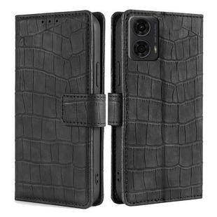 For Motorola Moto G24 4G Skin Feel Crocodile Magnetic Clasp Leather Phone Case(Black)