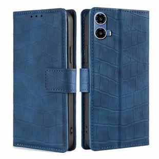 For Motorola Moto G34 5G Skin Feel Crocodile Magnetic Clasp Leather Phone Case(Blue)