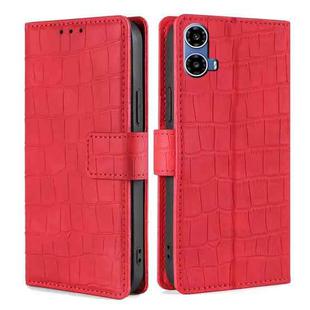 For Motorola Moto G34 5G Skin Feel Crocodile Magnetic Clasp Leather Phone Case(Red)