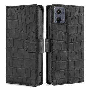 For Motorola Edge 5G 2024 Skin Feel Crocodile Magnetic Clasp Leather Phone Case(Black)