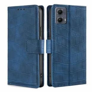 For Motorola Edge 5G 2024 Skin Feel Crocodile Magnetic Clasp Leather Phone Case(Blue)