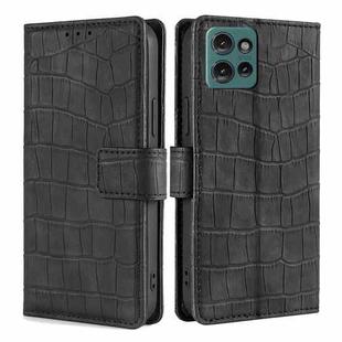 For Motorola Edge 50 5G Skin Feel Crocodile Magnetic Clasp Leather Phone Case(Black)