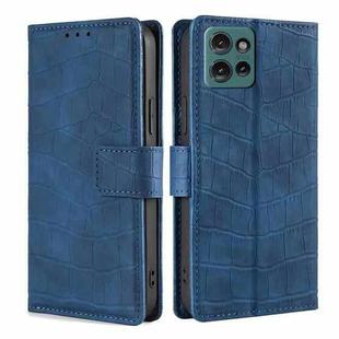 For Motorola Edge 50 5G Skin Feel Crocodile Magnetic Clasp Leather Phone Case(Blue)