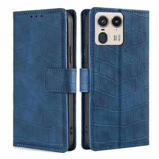 For Motorola Edge 50 Ultra Skin Feel Crocodile Magnetic Clasp Leather Phone Case(Blue)