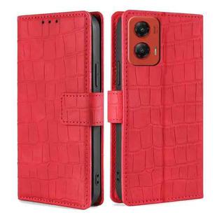 For Motorola Moto G Stylus 5G 2024 Skin Feel Crocodile Magnetic Clasp Leather Phone Case(Red)