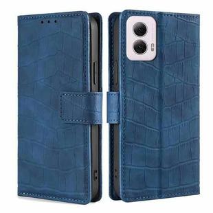 For Motorola Moto G Power 5G 2024 Skin Feel Crocodile Magnetic Clasp Leather Phone Case(Blue)