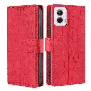 For Motorola Moto G Power 5G 2024 Skin Feel Crocodile Magnetic Clasp Leather Phone Case(Red)