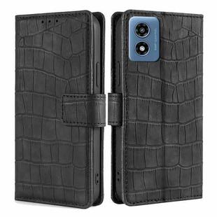 For Motorola Moto G 5G 2024 Skin Feel Crocodile Magnetic Clasp Leather Phone Case(Black)