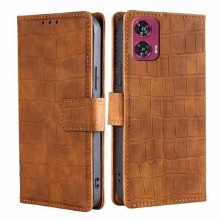 For Motorola Edge 50 Fusion 5G Skin Feel Crocodile Magnetic Clasp Leather Phone Case(Brown)