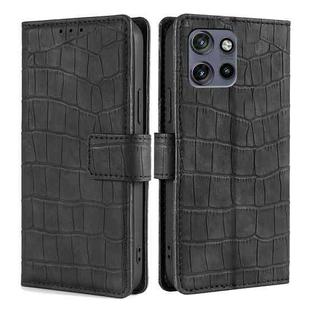 For Motorola Edge 50 Neo 5G Skin Feel Crocodile Magnetic Clasp Leather Phone Case(Black)