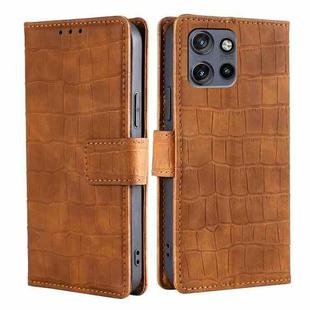 For Motorola Edge 50 Neo 5G Skin Feel Crocodile Magnetic Clasp Leather Phone Case(Brown)