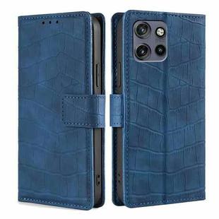 For Motorola Edge 50 Neo 5G Skin Feel Crocodile Magnetic Clasp Leather Phone Case(Blue)