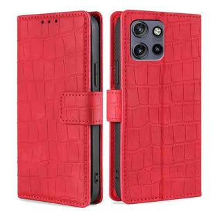 For Motorola Edge 50 Neo 5G Skin Feel Crocodile Magnetic Clasp Leather Phone Case(Red)