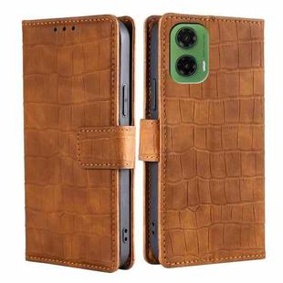 For Motorola Moto G35 5G Skin Feel Crocodile Magnetic Clasp Leather Phone Case(Brown)