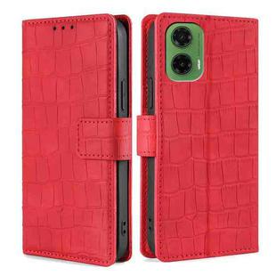 For Motorola Moto G35 5G Skin Feel Crocodile Magnetic Clasp Leather Phone Case(Red)