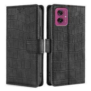 For Motorola Moto G55 5G Skin Feel Crocodile Magnetic Clasp Leather Phone Case(Black)