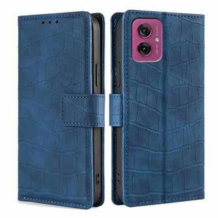 For Motorola Moto G55 5G Skin Feel Crocodile Magnetic Clasp Leather Phone Case(Blue)