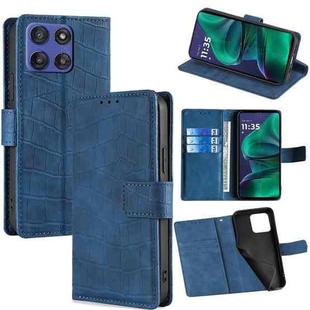 For Motorola Moto G Stylus 5G 2025 Skin Feel Crocodile Magnetic Clasp Leather Phone Case(Blue)