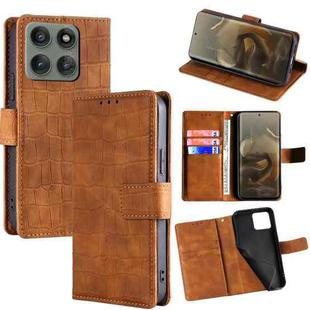 For Motorola Edge 60 Pro 5G Skin Feel Crocodile Magnetic Clasp Leather Phone Case(Brown)