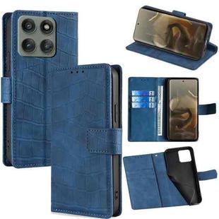 For Motorola Edge 60 Pro 5G Skin Feel Crocodile Magnetic Clasp Leather Phone Case(Blue)