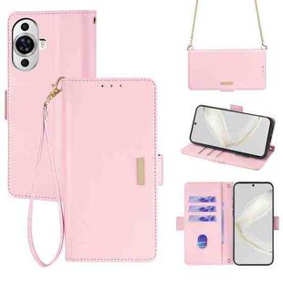 For Huawei nova 11 4G Crossbody Chain Leather Phone Case(Pink)