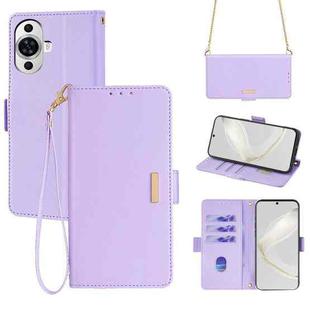 For Huawei nova 11 4G Crossbody Chain Leather Phone Case(Purple)