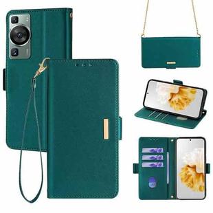For Huawei P60 / P60 Pro Crossbody Chain Leather Phone Case(Green)
