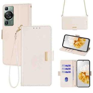 For Huawei P60 / P60 Pro Crossbody Chain Leather Phone Case(White)