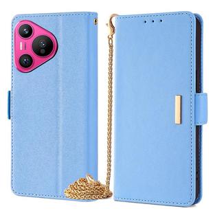 For Huawei Pura 70 5G Crossbody Chain Leather Phone Case(Blue)