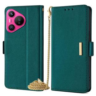 For Huawei Pura 70 5G Crossbody Chain Leather Phone Case(Green)