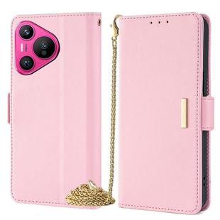 For Huawei Pura 70 5G Crossbody Chain Leather Phone Case(Pink)