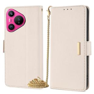 For Huawei Pura 70 5G Crossbody Chain Leather Phone Case(White)