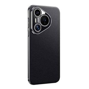 For Huawei Pura 70 Litchi Texture Genuine Leather Phone Case(Black)