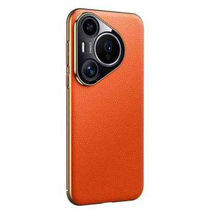 For Huawei Pura 70 Pro / Pro+ Litchi Texture Genuine Leather Phone Case(Orange)