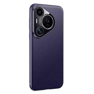 For Huawei Pura 70 Pro / Pro+ Litchi Texture Genuine Leather Phone Case(Dark Purple)