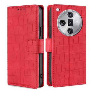 For OPPO Find X7 Ultra 5G Skin Feel Crocodile Magnetic Clasp Leather Phone Case(Red)