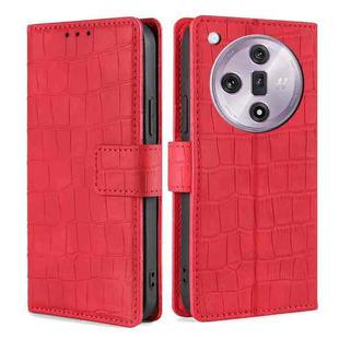 For OPPO Find X7 5G Skin Feel Crocodile Magnetic Clasp Leather Phone Case(Red)